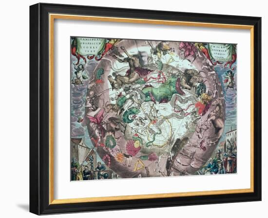 Constellations of the Southern Hemisphere, from The Celestial Atlas-Andreas Cellarius-Framed Giclee Print