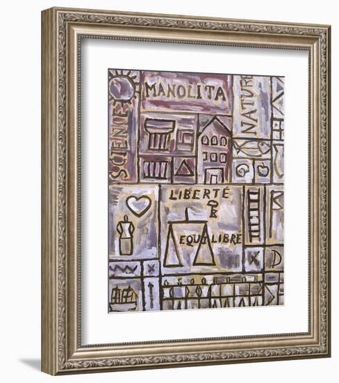 Constructif Dedique a Manolita-Joaquin Torres-Garcia-Framed Art Print