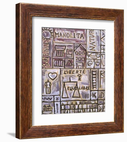 Constructif Dedique a Manolita-Joaquin Torres-Garcia-Framed Art Print