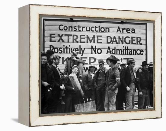 Construction Area: Extreme Danger, Positively No Admittance, Keep Out, at Grand Coulee Dam-Margaret Bourke-White-Framed Premier Image Canvas