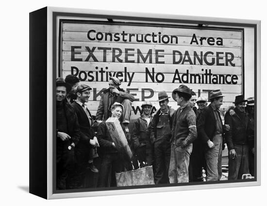 Construction Area: Extreme Danger, Positively No Admittance, Keep Out, at Grand Coulee Dam-Margaret Bourke-White-Framed Premier Image Canvas