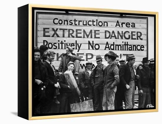 Construction Area: Extreme Danger, Positively No Admittance, Keep Out, at Grand Coulee Dam-Margaret Bourke-White-Framed Premier Image Canvas