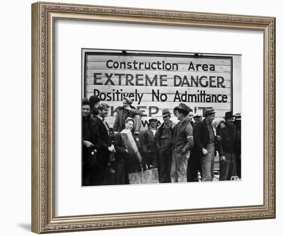 Construction Area: Extreme Danger, Positively No Admittance, Keep Out, at Grand Coulee Dam-Margaret Bourke-White-Framed Premium Photographic Print