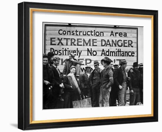 Construction Area: Extreme Danger, Positively No Admittance, Keep Out, at Grand Coulee Dam-Margaret Bourke-White-Framed Premium Photographic Print