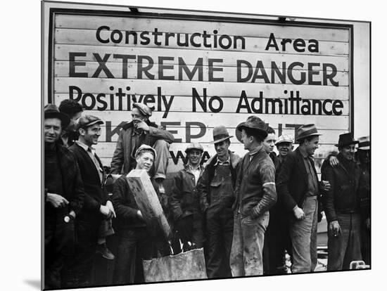 Construction Area: Extreme Danger, Positively No Admittance, Keep Out, at Grand Coulee Dam-Margaret Bourke-White-Mounted Premium Photographic Print