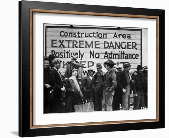 Construction Area: Extreme Danger, Positively No Admittance, Keep Out, at Grand Coulee Dam-Margaret Bourke-White-Framed Photographic Print