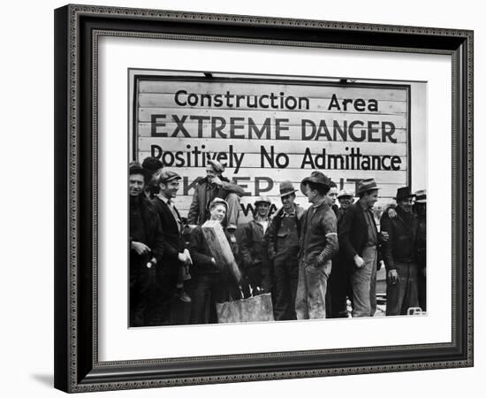 Construction Area: Extreme Danger, Positively No Admittance, Keep Out, at Grand Coulee Dam-Margaret Bourke-White-Framed Photographic Print