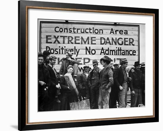 Construction Area: Extreme Danger, Positively No Admittance, Keep Out, at Grand Coulee Dam-Margaret Bourke-White-Framed Photographic Print