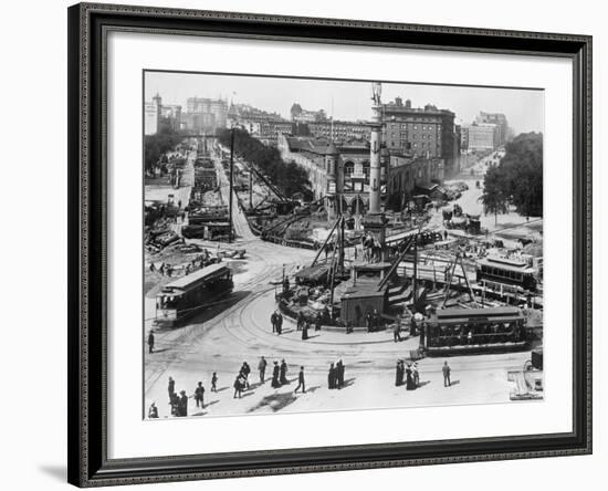 Construction at Columbus Circle in New York City-null-Framed Photographic Print