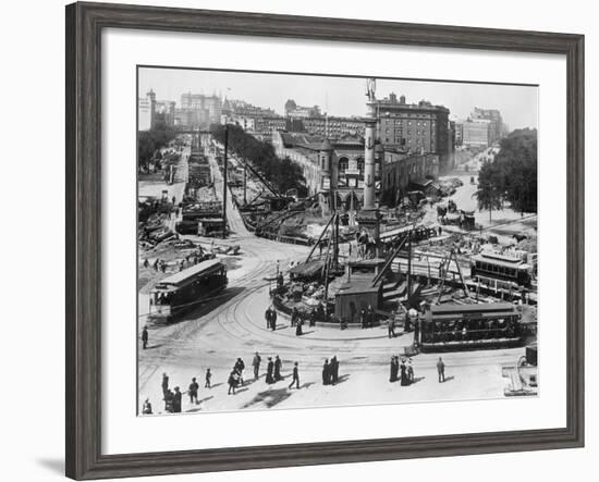 Construction at Columbus Circle in New York City-null-Framed Photographic Print