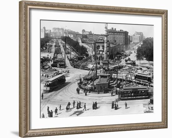 Construction at Columbus Circle in New York City-null-Framed Photographic Print