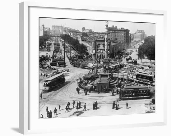 Construction at Columbus Circle in New York City-null-Framed Photographic Print