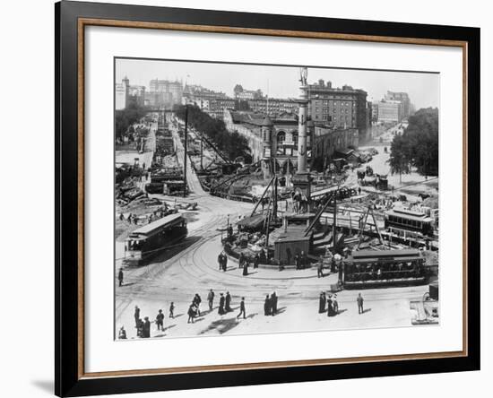 Construction at Columbus Circle in New York City-null-Framed Photographic Print