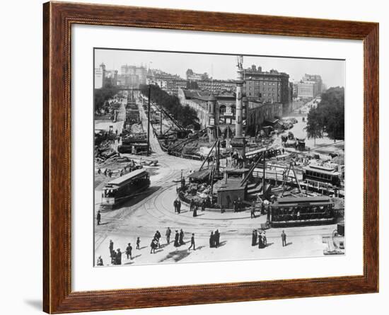 Construction at Columbus Circle in New York City-null-Framed Photographic Print