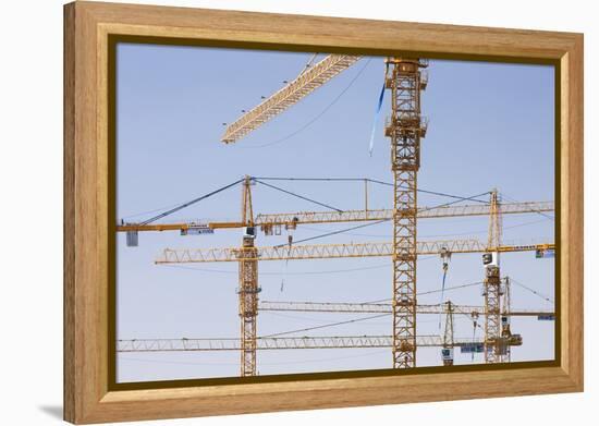 Construction Cranes in Central Doha.-Jon Hicks-Framed Premier Image Canvas