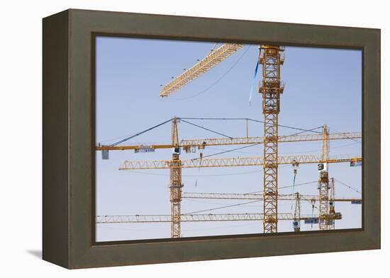 Construction Cranes in Central Doha.-Jon Hicks-Framed Premier Image Canvas