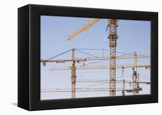 Construction Cranes in Central Doha.-Jon Hicks-Framed Premier Image Canvas