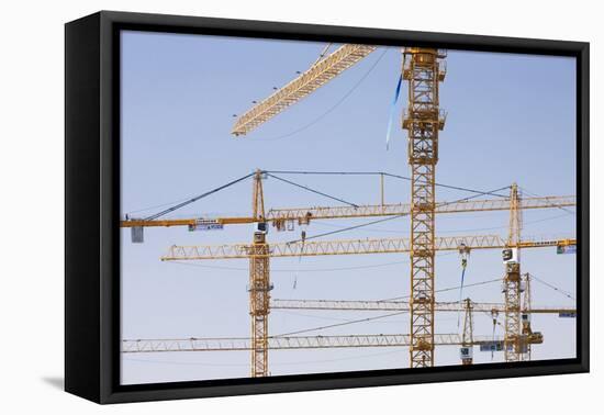 Construction Cranes in Central Doha.-Jon Hicks-Framed Premier Image Canvas