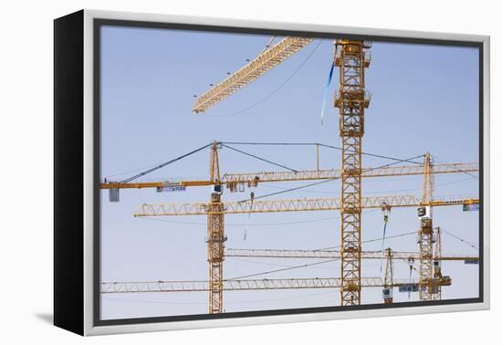 Construction Cranes in Central Doha.-Jon Hicks-Framed Premier Image Canvas