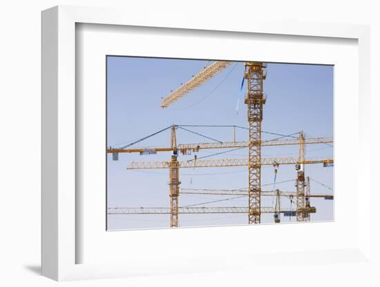 Construction Cranes in Central Doha.-Jon Hicks-Framed Photographic Print