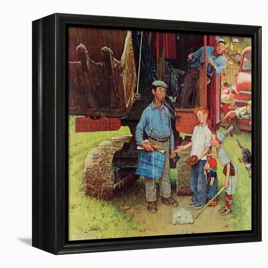 "Construction Crew", August 21,1954-Norman Rockwell-Framed Premier Image Canvas