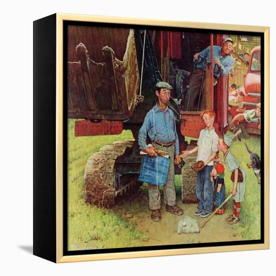 "Construction Crew", August 21,1954-Norman Rockwell-Framed Premier Image Canvas