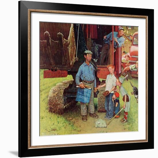 "Construction Crew", August 21,1954-Norman Rockwell-Framed Giclee Print