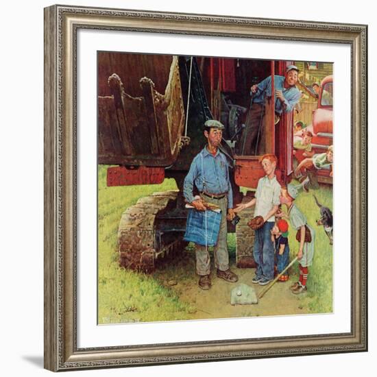 "Construction Crew", August 21,1954-Norman Rockwell-Framed Giclee Print