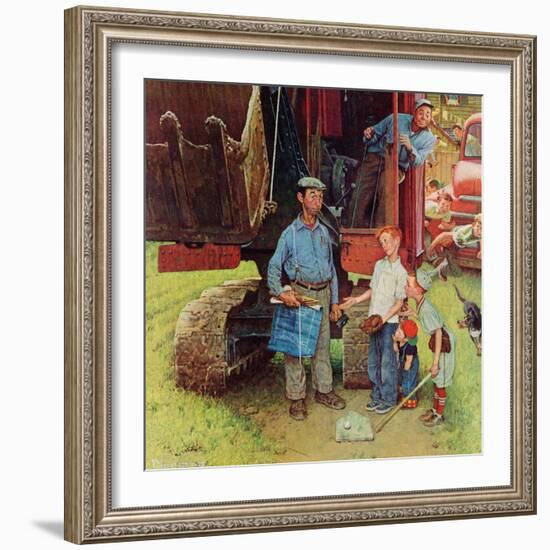 "Construction Crew", August 21,1954-Norman Rockwell-Framed Giclee Print