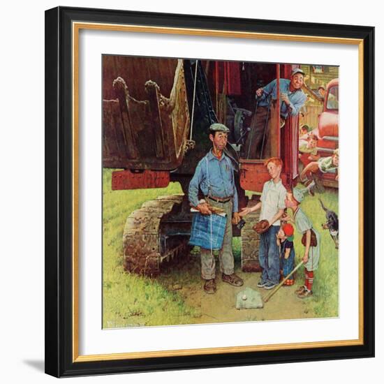 "Construction Crew", August 21,1954-Norman Rockwell-Framed Giclee Print