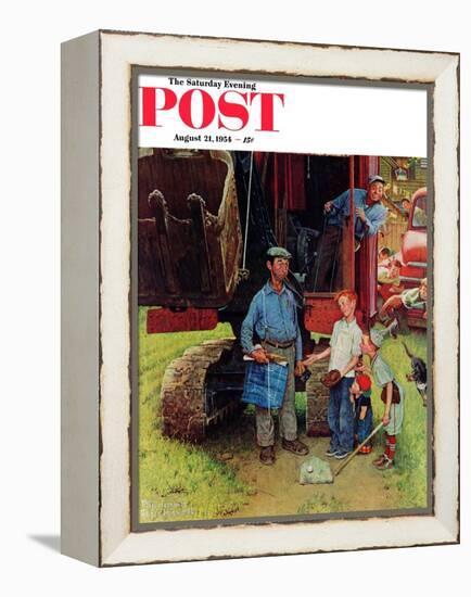 "Construction Crew" Saturday Evening Post Cover, August 21,1954-Norman Rockwell-Framed Premier Image Canvas