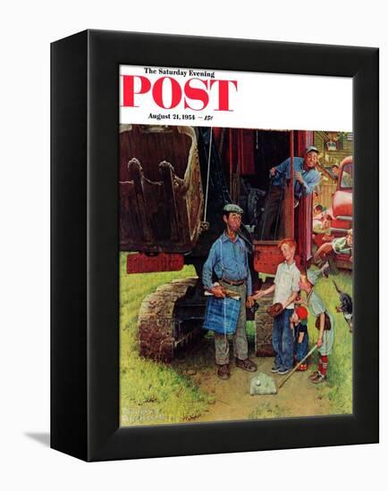"Construction Crew" Saturday Evening Post Cover, August 21,1954-Norman Rockwell-Framed Premier Image Canvas