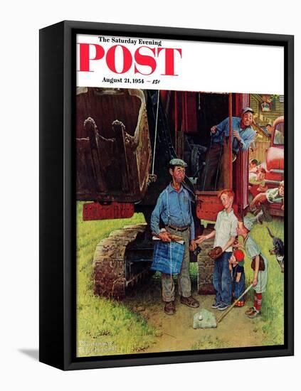 "Construction Crew" Saturday Evening Post Cover, August 21,1954-Norman Rockwell-Framed Premier Image Canvas