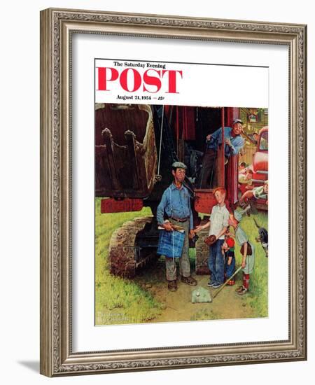 "Construction Crew" Saturday Evening Post Cover, August 21,1954-Norman Rockwell-Framed Giclee Print