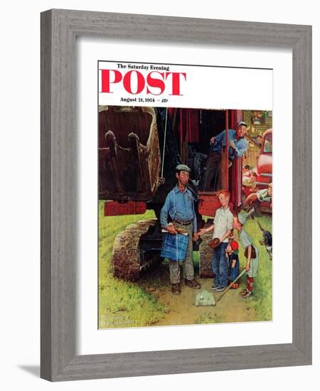 "Construction Crew" Saturday Evening Post Cover, August 21,1954-Norman Rockwell-Framed Giclee Print