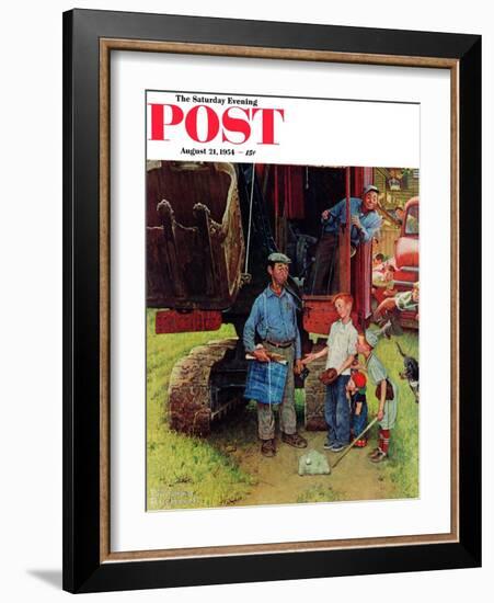 "Construction Crew" Saturday Evening Post Cover, August 21,1954-Norman Rockwell-Framed Giclee Print