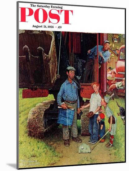 "Construction Crew" Saturday Evening Post Cover, August 21,1954-Norman Rockwell-Mounted Giclee Print