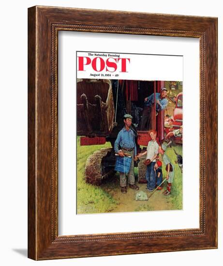 "Construction Crew" Saturday Evening Post Cover, August 21,1954-Norman Rockwell-Framed Giclee Print