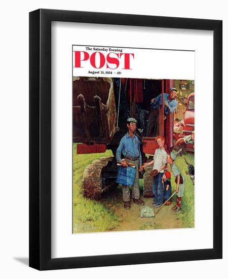 "Construction Crew" Saturday Evening Post Cover, August 21,1954-Norman Rockwell-Framed Giclee Print