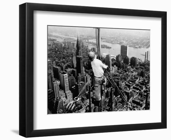 Construction for the Empire State Building's New 217 Foot Multiple Television Tower--Framed Photographic Print