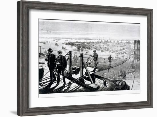 Construction of Brooklyn Bridge, New York--Framed Giclee Print