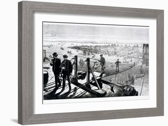 Construction of Brooklyn Bridge, New York-null-Framed Giclee Print