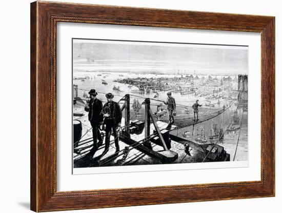 Construction of Brooklyn Bridge, New York-null-Framed Giclee Print