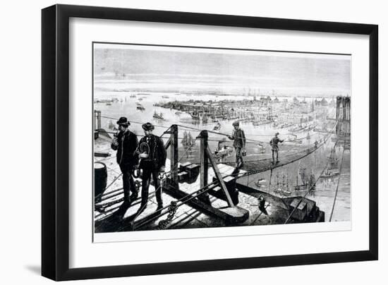 Construction of Brooklyn Bridge, New York-null-Framed Giclee Print