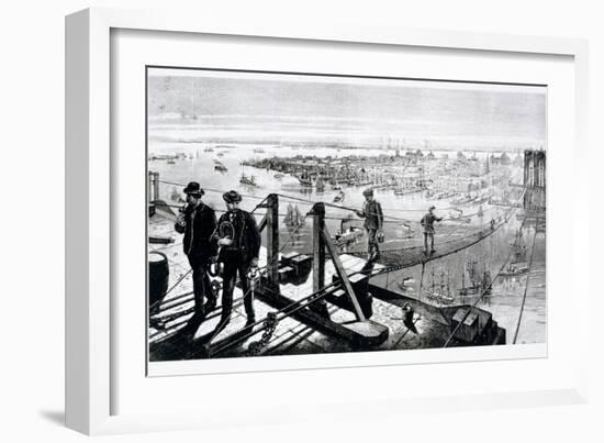 Construction of Brooklyn Bridge, New York--Framed Giclee Print