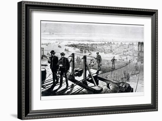 Construction of Brooklyn Bridge, New York--Framed Giclee Print