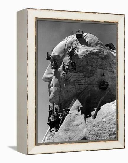 Construction of George Washington Section of Mt. Rushmore Monument-Alfred Eisenstaedt-Framed Premier Image Canvas