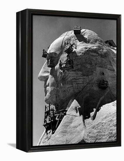 Construction of George Washington Section of Mt. Rushmore Monument-Alfred Eisenstaedt-Framed Premier Image Canvas