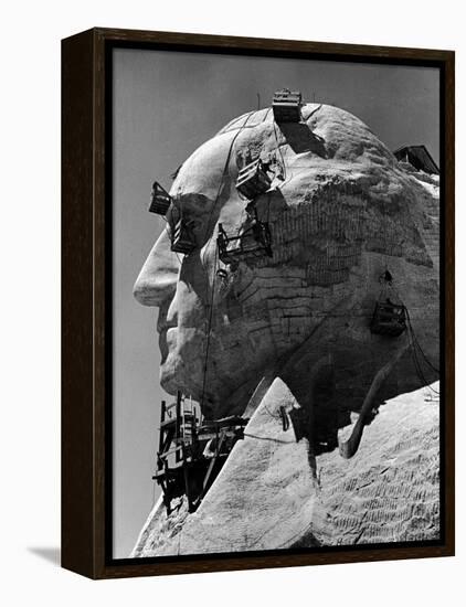 Construction of George Washington Section of Mt. Rushmore Monument-Alfred Eisenstaedt-Framed Premier Image Canvas