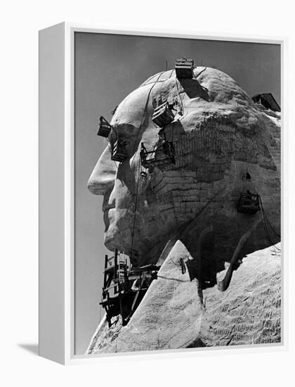 Construction of George Washington Section of Mt. Rushmore Monument-Alfred Eisenstaedt-Framed Premier Image Canvas